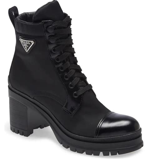 fur lined ankle boots prada|prada block heel combat boots.